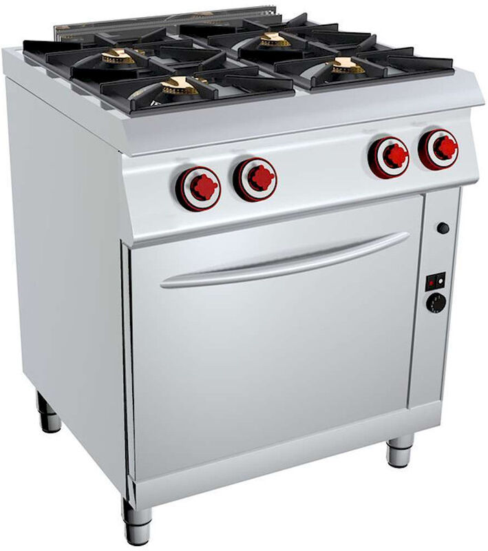 GC Cooking Cucina Professionale a Gas con Forno 4 Fuochi Profondità 70