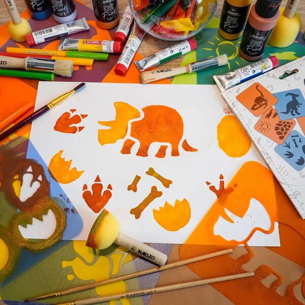 nakleo stencil da disegno per bambini (8 pezzi) // dinosauri