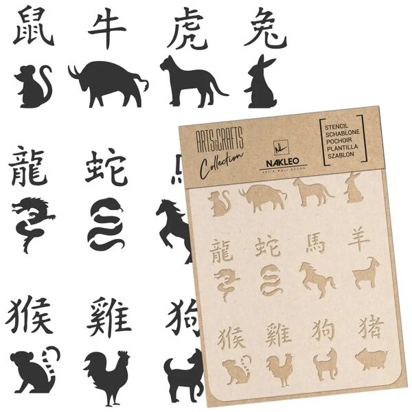 nakleo stencil riutilizzabile artigianato scrapbooking // zodiaco cinese a3 (30x42cm)
