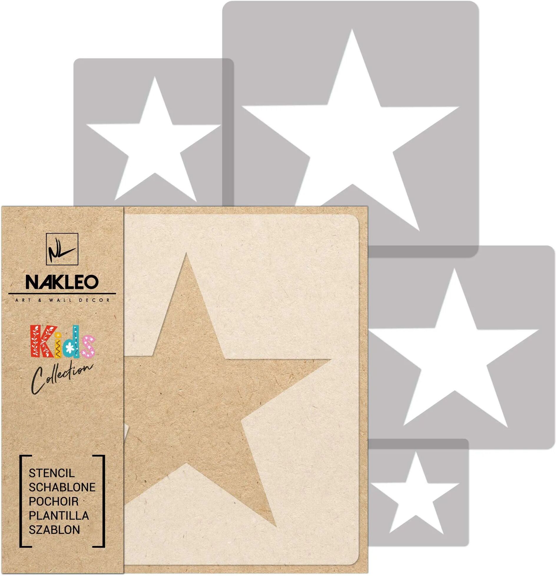 Nakleo KIDS Stencil di plastica riutilizzabili (5 pezzi) // STELLE