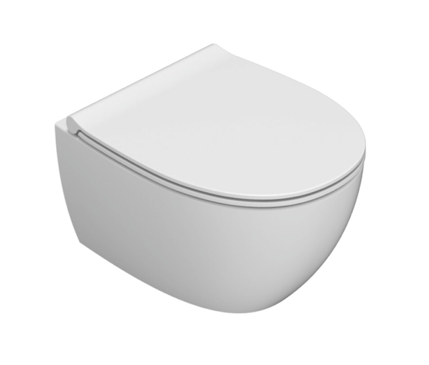 CERAMICA GLOBO Vaso sospeso senza brida in ceramica 48x37 cm Globo 4All MDS04BI Bianco Ceramica Con copri wc soft close