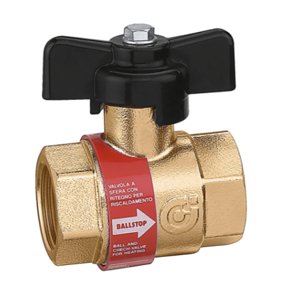 CALEFFI Valvola a sfera con ritegno incorporato. BALLSTOP. Attacco 2"F, manopola a farfalla 327900 2"F CALEFFI Valvola a sfera con ritegno incorporato. BALLSTOP. Attacco 2"F, manopola a farfalla 327900 2"F