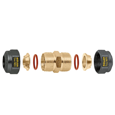 CALEFFI Raccordo a manicotto, meccanico a tenuta O-Ring per impianti solari. Diametro tubazione Ø15 254305 Ø 15 CALEFFI Raccordo a manicotto, meccanico a tenuta O-Ring per impianti solari. Diametro tubazione Ø15 254305 Ø 15