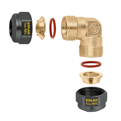 CALEFFI Raccordo curvo, meccanico a tenuta O-Ring per impianti solari. Diametro tubazione Ø15 254505 Ø 15 CALEFFI Raccordo curvo, meccanico a tenuta O-Ring per impianti solari. Diametro tubazione Ø15 254505 Ø 15
