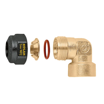 CALEFFI Raccordo curvo femmina, meccanico a tenuta O-Ring per impianti solari. Diametro tubazione Ø22 254852 Ø 22 CALEFFI Raccordo curvo femmina, meccanico a tenuta O-Ring per impianti solari. Diametro tubazione Ø22 254852 Ø 22