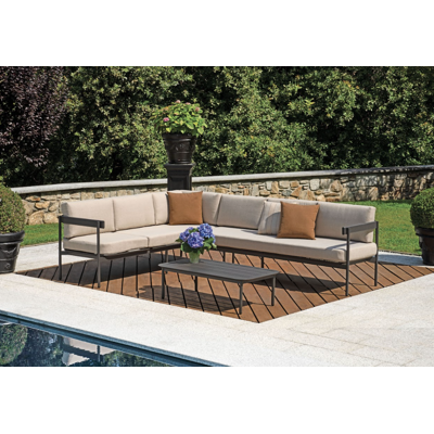 MALIGI HOME Salotto angolare composto da 2 divani e tavolino in alluminio antracite MG/ACERO Antracite MALIGI HOME Salotto angolare composto da 2 divani e tavolino in alluminio antracite MG/ACERO Antracite