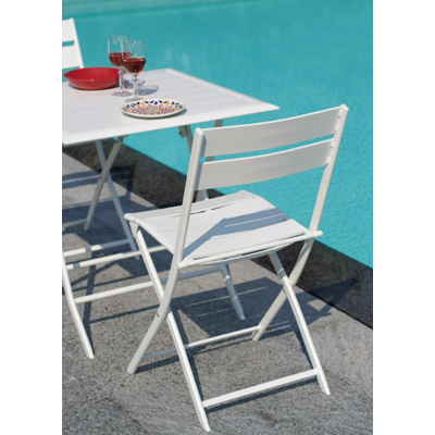 MALIGI HOME Sedia pieghevole con seduta e schienale a listelli in alluminio bianco MG/DALIA Bianco Alluminio MALIGI HOME Sedia pieghevole con seduta e schienale a listelli in alluminio bianco MG/DALIA Bianco Alluminio