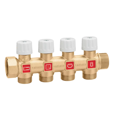 CALEFFI Collettore semplice, componibile con valvole di intercettazione 3/4", 5 derivazioni 354255 5 CALEFFI Collettore semplice, componibile con valvole di intercettazione 3/4", 5 derivazioni 354255 5