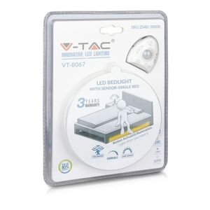 V-TAC Kit Strip LED Luce Scendiletto Singolo (1,2m 30 LED/m 2,8W/m+Alimentatore+Sensore di movimento) 12V 3000K Dimmerabile