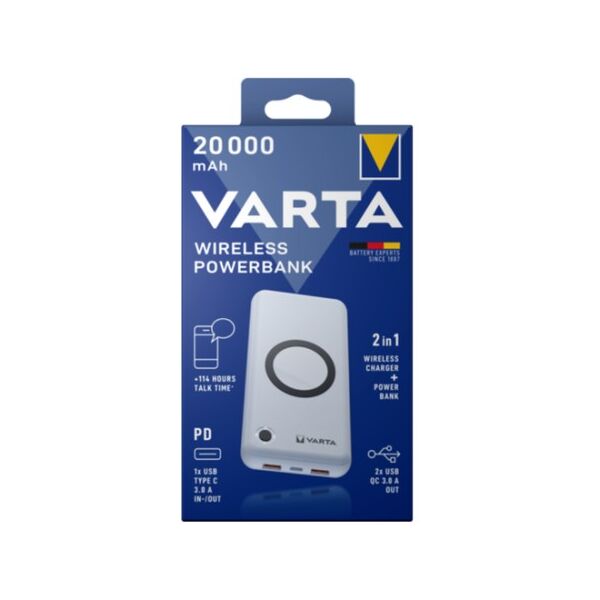 varta 57909 101 111 batteria portatile polimeri di litio (lipo) 20000 mah carica wireless bianco (57909101111)