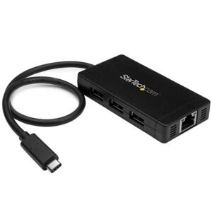 StarTech.com Hub USB 3.0 a 3 porte con USB-C e Ethernet Gigabit - Include Adattatore di Alimentazione (HB30C3A1GE)