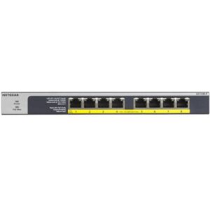 Netgear GS108LP Non gestito Gigabit Ethernet (10/100/1000) Supporto Power over Ethernet (PoE) 1U Nero, Grigio (GS108LP-100EUS)