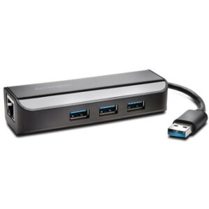 Kensington UA3000E Adattatore Ethernet e hub a 3 porte USB 3.0 - Nero (K33982WW)