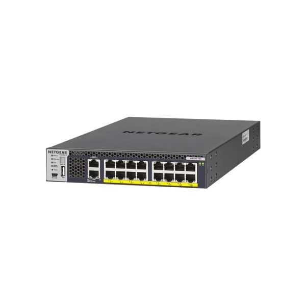 netgear m4300-16x gestito l3 10g ethernet (100/1000/10000) supporto power over ethernet (poe) 1u nero (xsm4316pb-100nes)