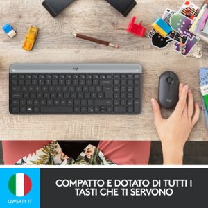 Logitech MK470 Kit Mouse e Tastiera, Layout Italiano Qwerty (920-009197)