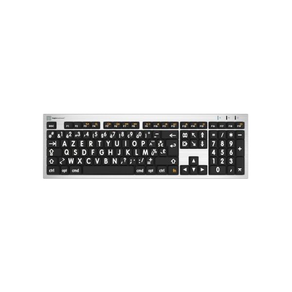 logickeyboard alba tastiera usb azerty francese nero, argento (lkb-lprntwb-cwmu-fr)