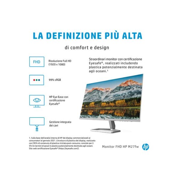 hp m27fw 68,6 cm (27) 1920 x 1080 pixel full hd led argento (2h1a4aa#abb)