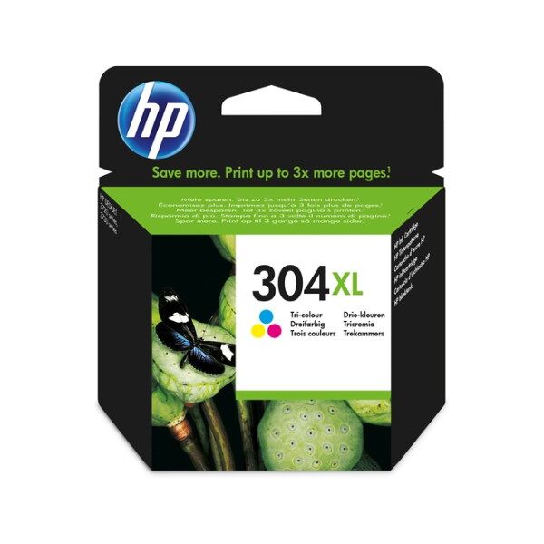 hp 304xl tri-color original ink cartridge cartuccia d'inchiostro 1 pz resa elevata (xl) ciano, magenta, giallo (n9k07ae)