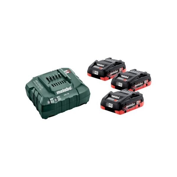 metabo basic set 3 x lihd 4.0 ah set batteria e caricabatterie (685132000)