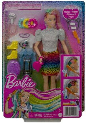 Mattel Barbie ​ - Capelli Multicolor con capelli con funzione cambia colore, include 16 accessori alla moda 3+ Anni (GRN81)