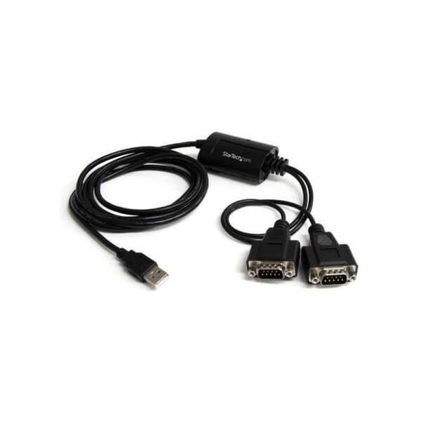 startech.com cavo adattatore rs-232 usb ftdi a seriale 2 porta, con interfaccia com (icusb2322f)