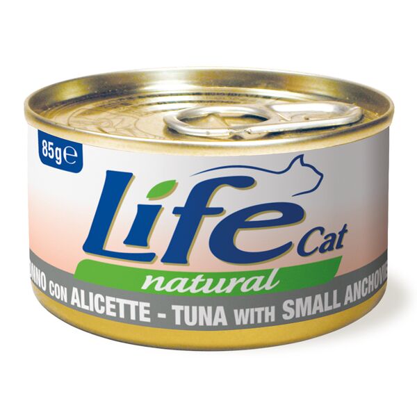 life cat wet lifecat natural adult alimento umido per gatti 6 x 85 g - tonno con alicette