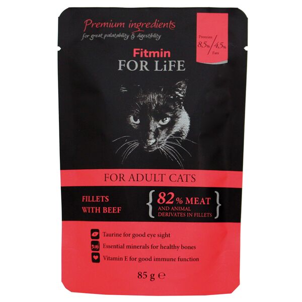 fitmin cat for life adulti, 28 x 85 g - manzo