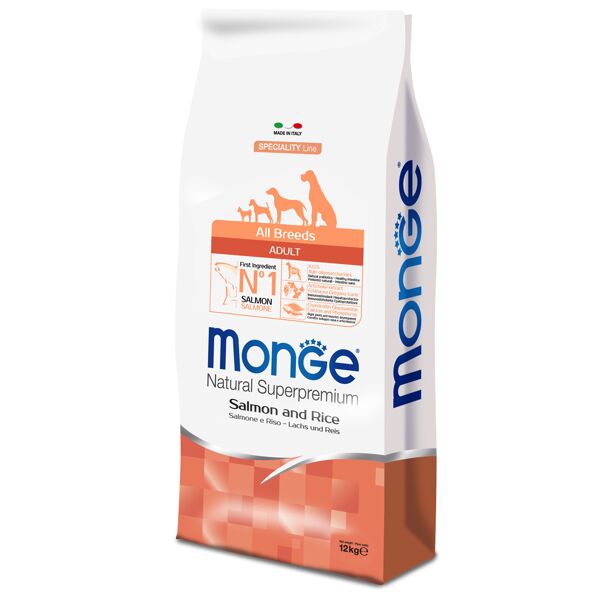 monge superpremium dog monge superpremium all breeds adult salmone & riso - set %: 2 x 12 kg