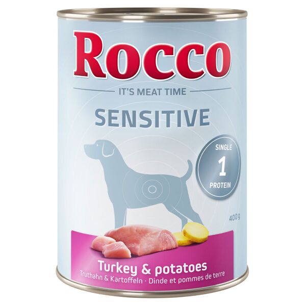 rocco sensitive 6 x 400 g alimento umido per cani - tacchino & patate