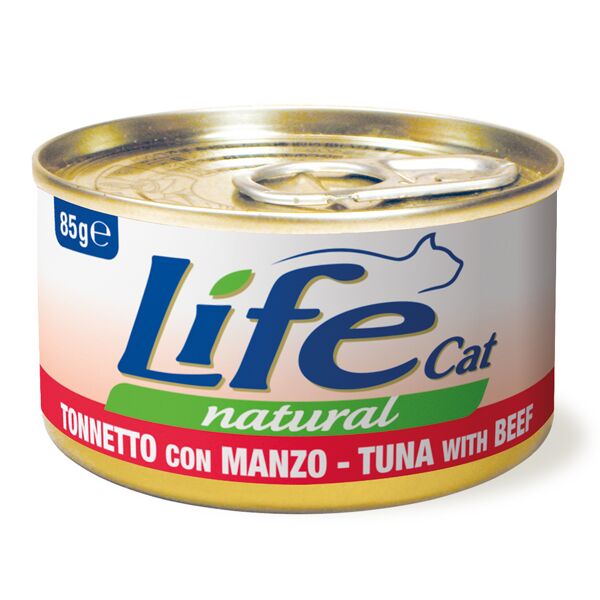 life cat wet lifecat natural adult alimento umido per gatti 6 x 85 g - tonnetto con manzo