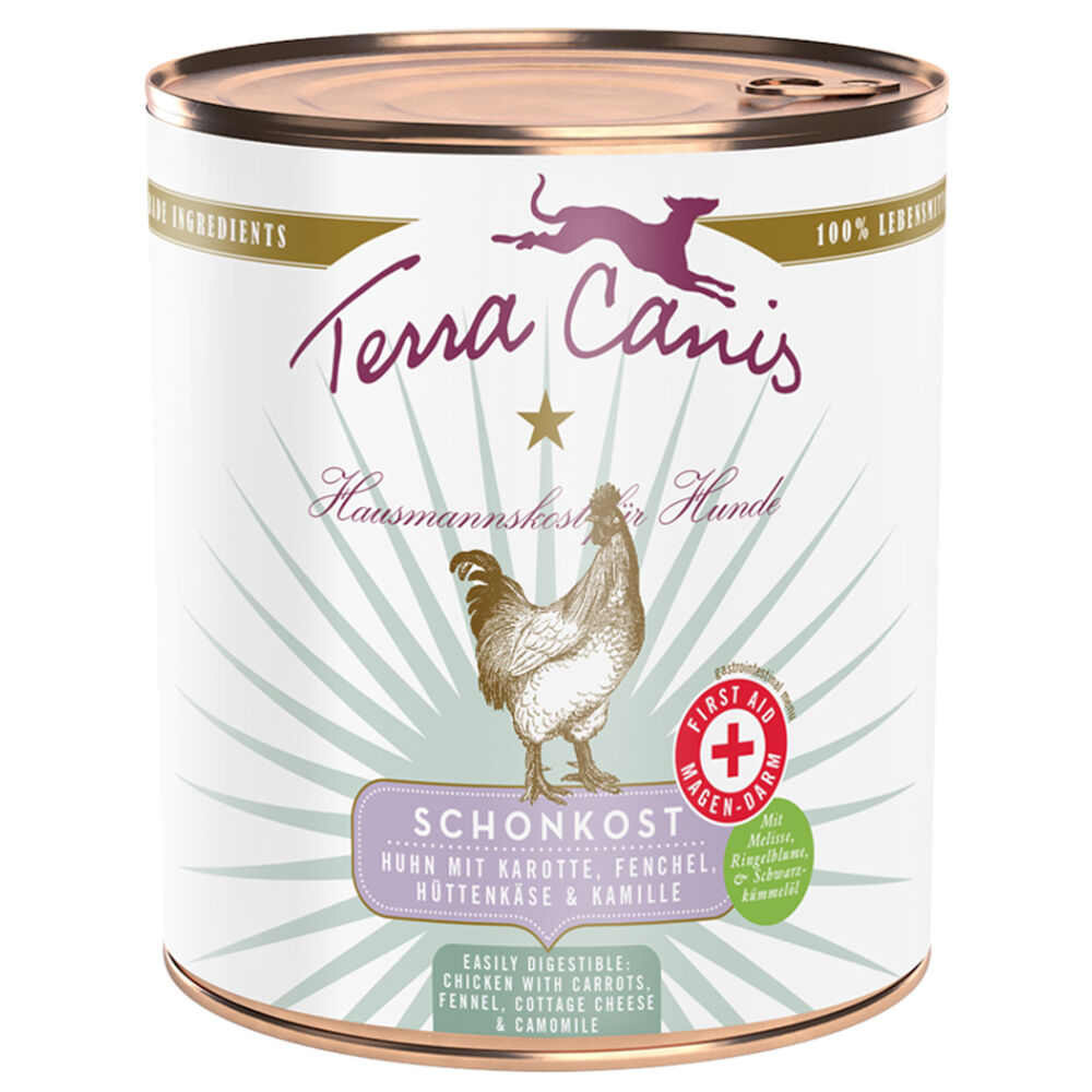 Terra Canis First Aid Delicato 6 x 800 g - Pollo con Carote, Finocchio, Fiocchi di latte e Camomilla