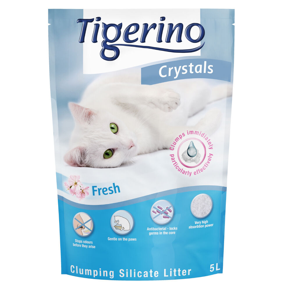Tigerino Lettiera agglomerante Tigerino Crystals - Fresh / Profumo di borotalco - 5L (ca. 2 kg)