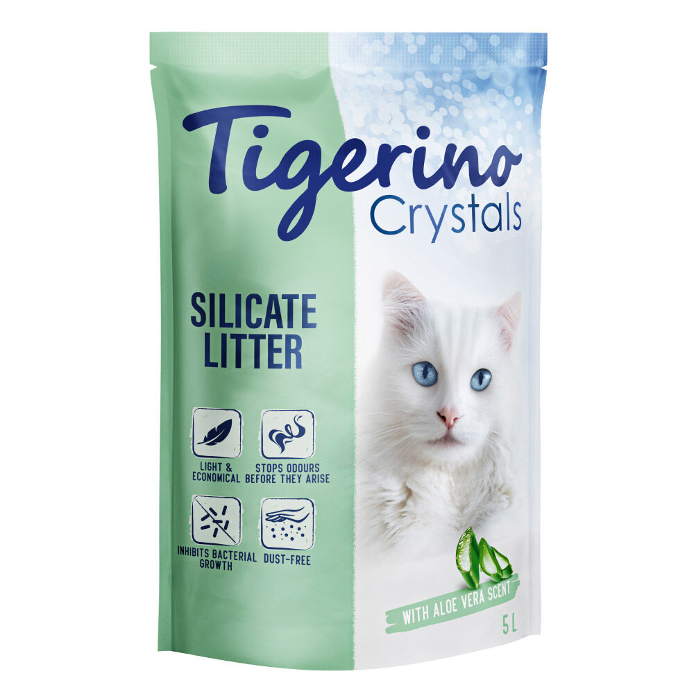 Tigerino Multipack risparmio! 6 x 5 L Lettiere Tigerino Crystals - Aloe Vera 6 x 5 L (13,2 kg)