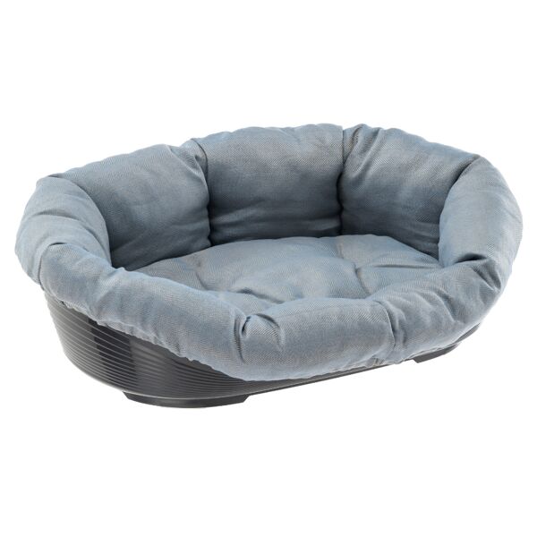 ferplast cesta-sofà siesta deluxe nera con rivestimento tweed blu - set tg. 10: l 96 x p 71 x h 32 cm