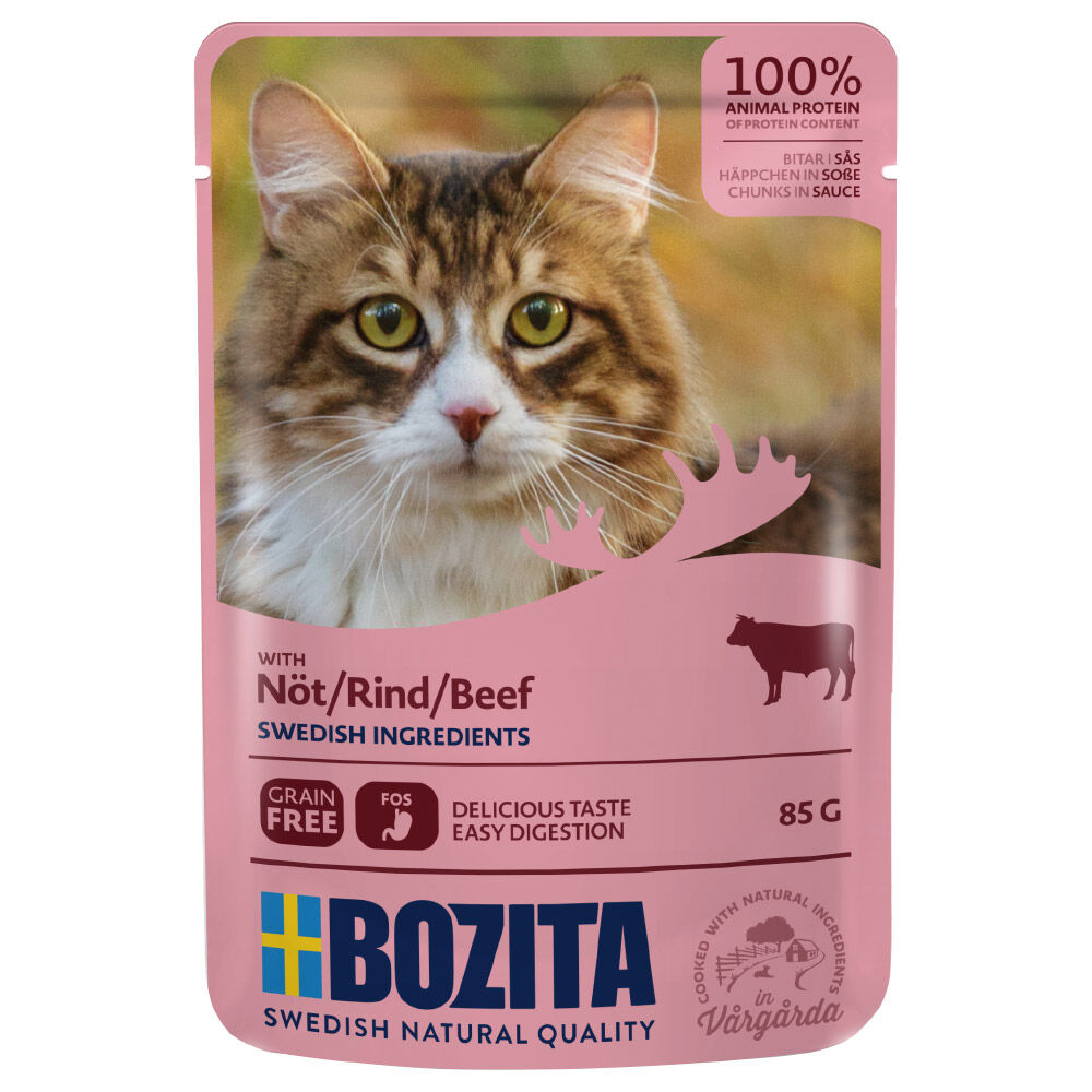 Bozita Bocconcini in salsa Buste 12 x 85 g Alimento umido per gatti - Manzo