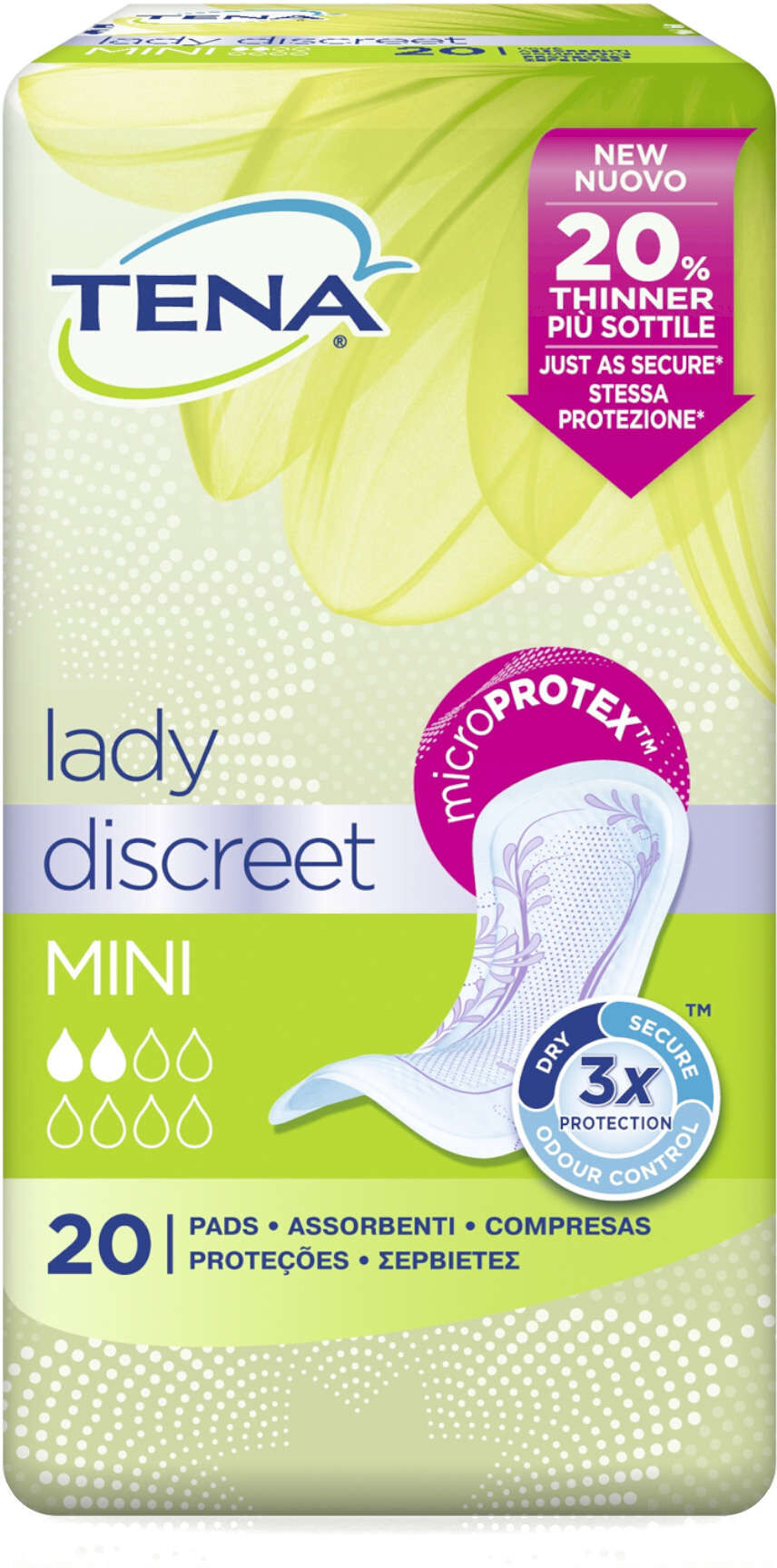 tena lady discreet assorbenti mini 20 pezzi