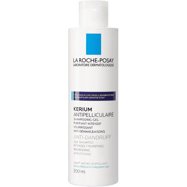 la roche-posay kerium - anti-forfora shampoo-gel cuio capelluto sensibile e grasso 200 ml