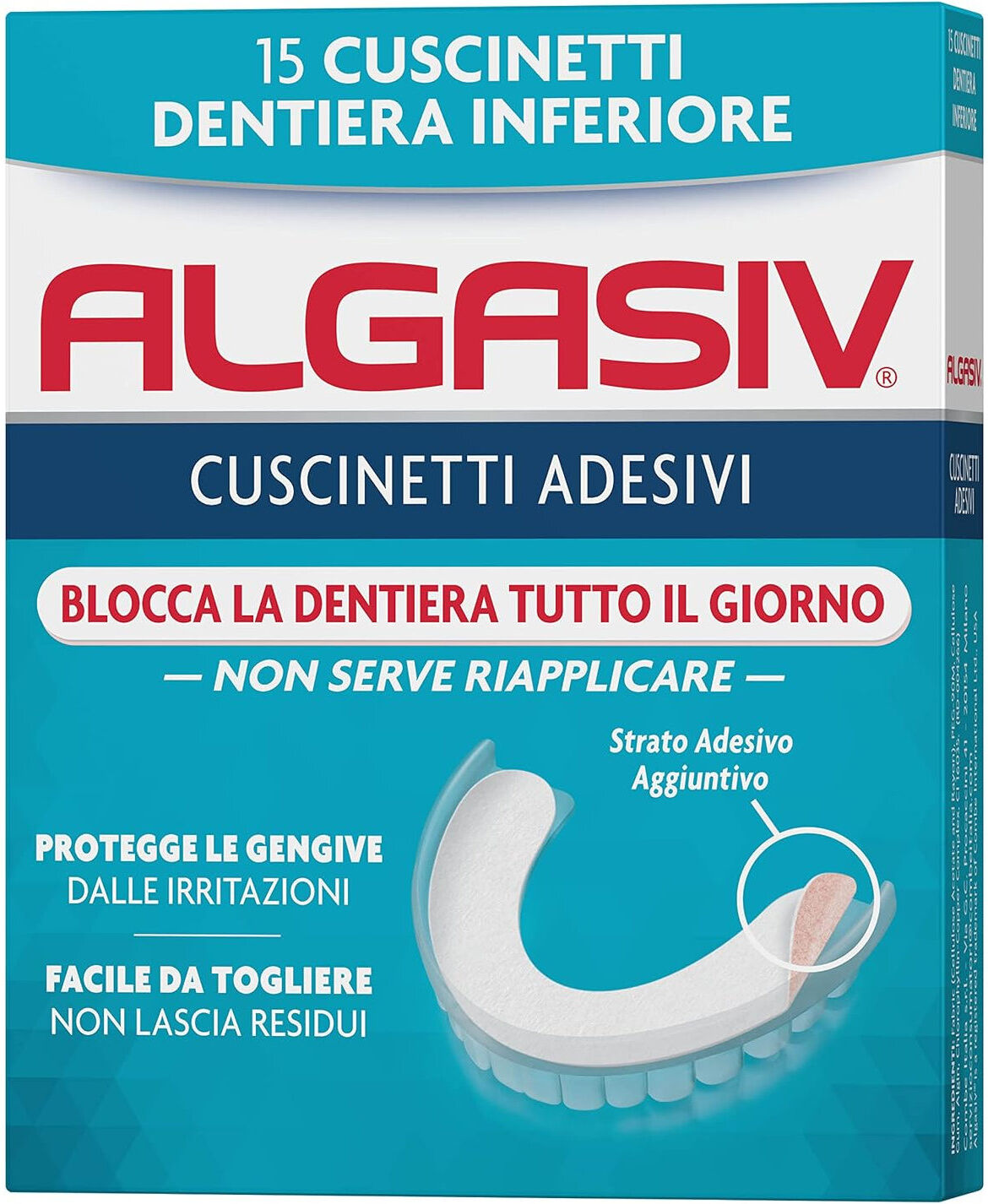 algasiv cuscinetti adesivi dentiera inferiore 15 cuscinetti adesivi