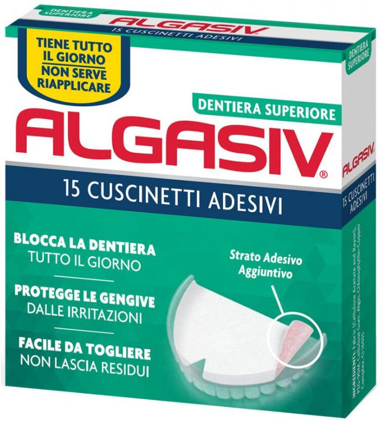 algasiv cuscinetti adesivi dentiera superiore 15 cuscinetti adesivi