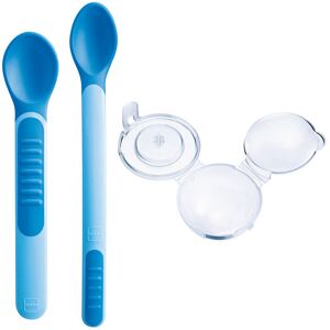 MAM Heat Sensitive Spoons & Cover 6+ Mesi 2 Cucchiaini Morbidi Azzurri