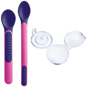 mam heat sensitive spoons & cover 6+ mesi 2 cucchiaini morbidi rosa