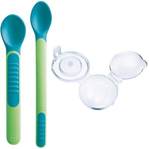 mam heat sensitive spoons & cover 6+ mesi 2 cucchiaini morbidi verdi