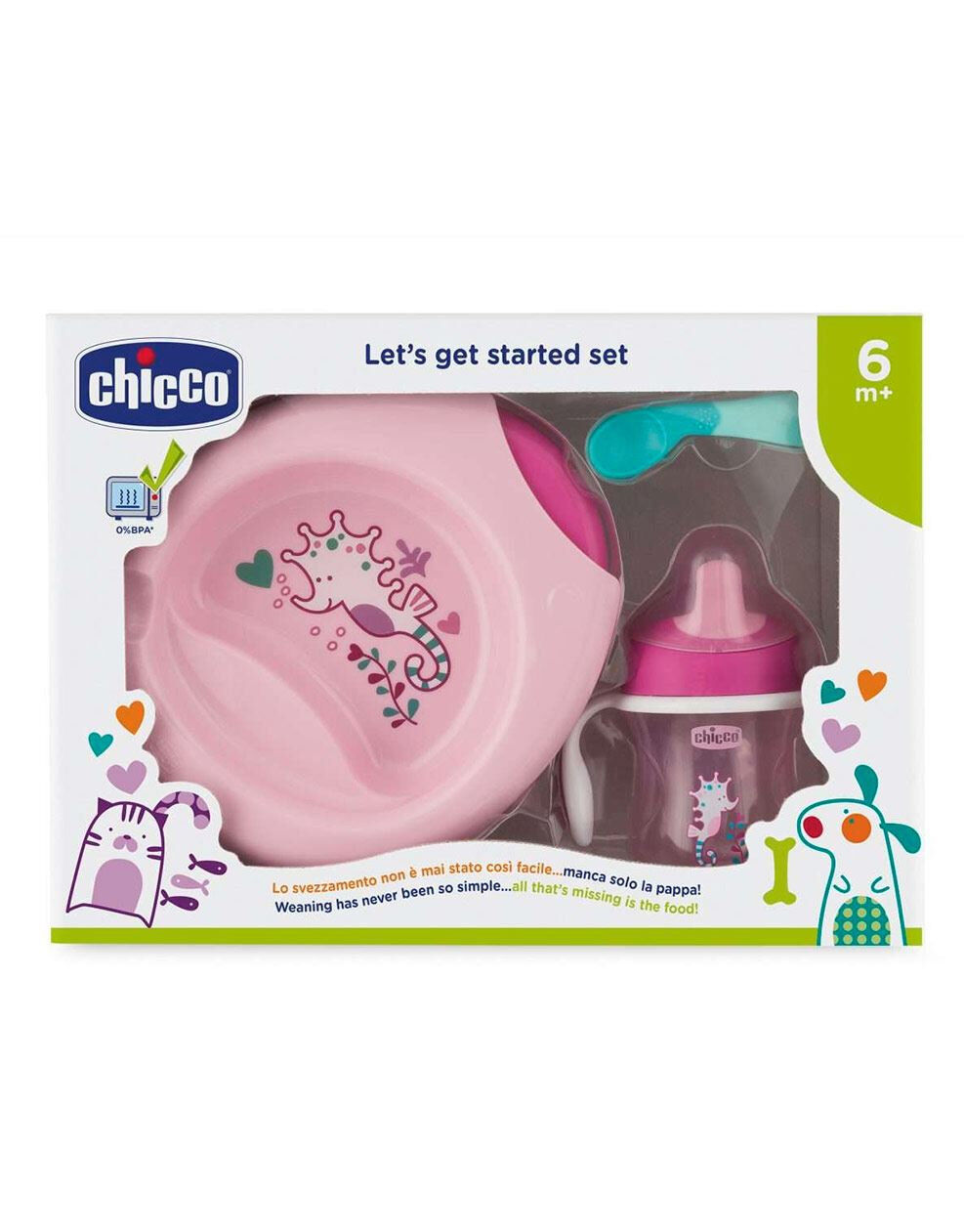 CHICCO Set Pappa 6 Mesi+ 1 Kit Rosa