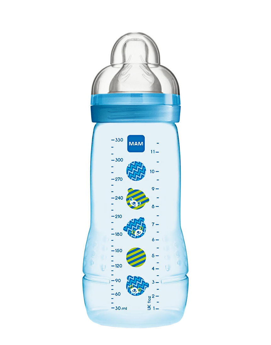MAM Easy Active Baby Bottle Biberon 4+ Mesi Silicone Capienza: 330 Ml Azzurro