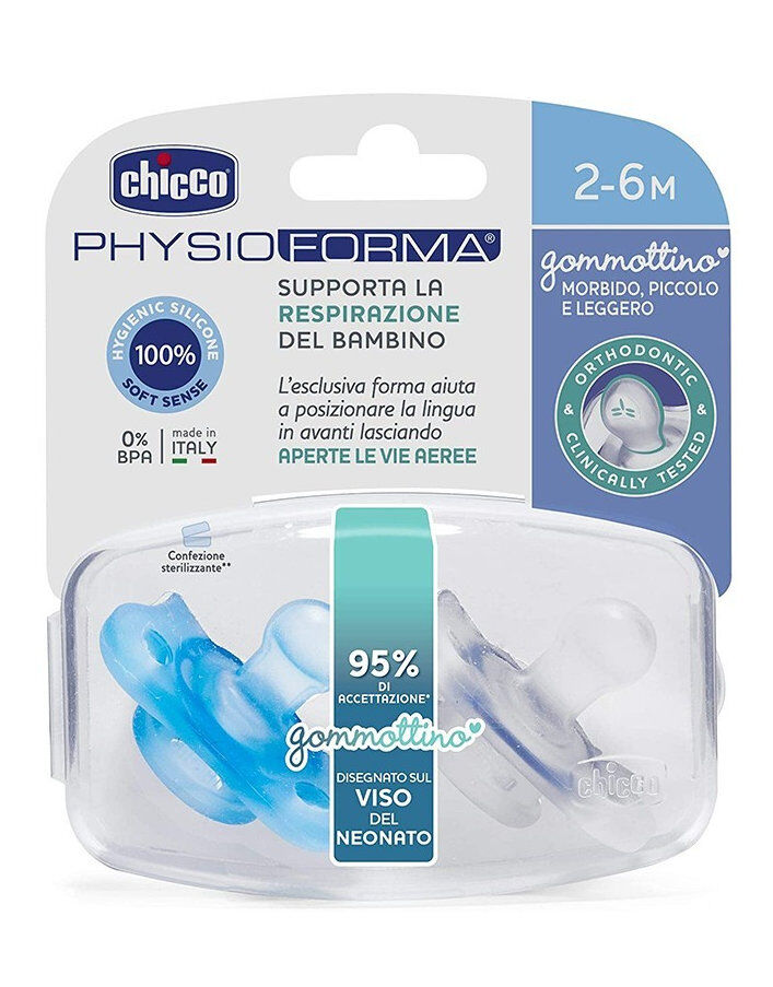 CHICCO Physioforma Gommottino Silicone 2-6 Mesi 1 Succhietto Bianco + 1 Succhietto Rosa