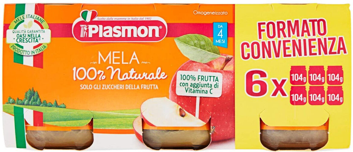 PLASMON Mela 100% Naturale Da 4 Mesi 624 Grammi