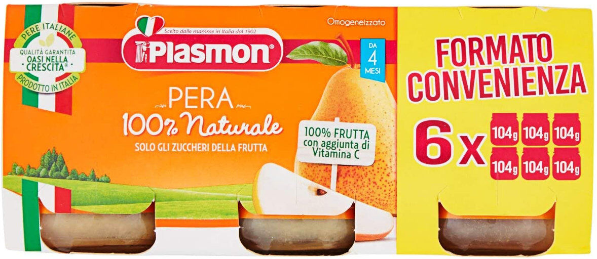 PLASMON Pera 100% Naturale Da 4 Mesi 624 Grammi