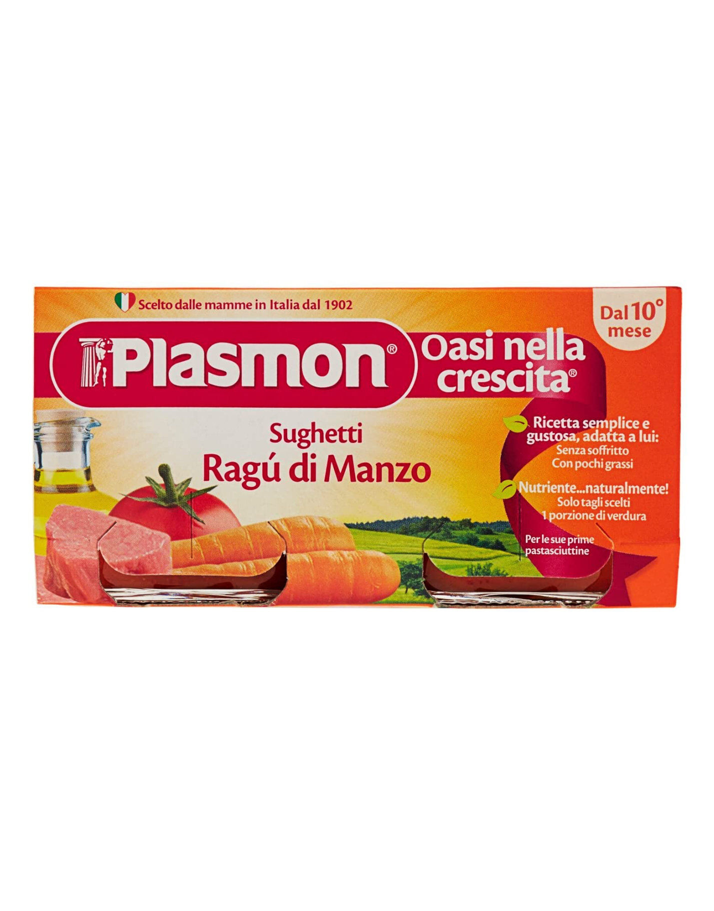 PLASMON Sughetti Ragù Di Manzo 100% Naturale Dal 10° Mese 160 Grammi