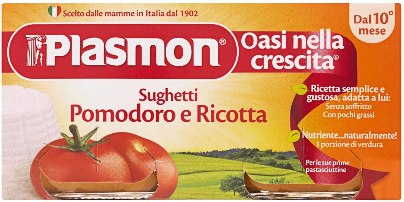 PLASMON Sughetti Pomodoro E Ricotta 100% Naturale Dal 10° Mese 160 Grammi