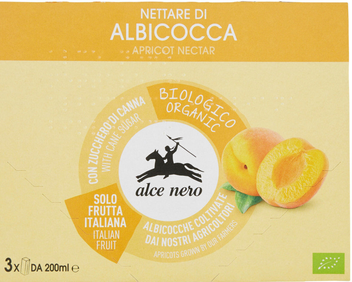 alce nero nettare di albicocca 3 brick da 200 ml